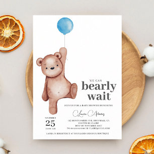 Invitation Nous pouvons à peine attendre Ourson Bleu Garçon B
