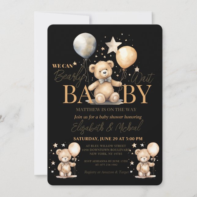 Invitation Nous Pouvons Attendre Attente Thème Baby shower In (Devant)