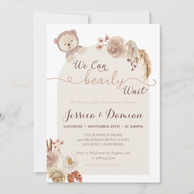 Invitation Nous pouvons attendre avant d'attendre le Baby sho (Devant)