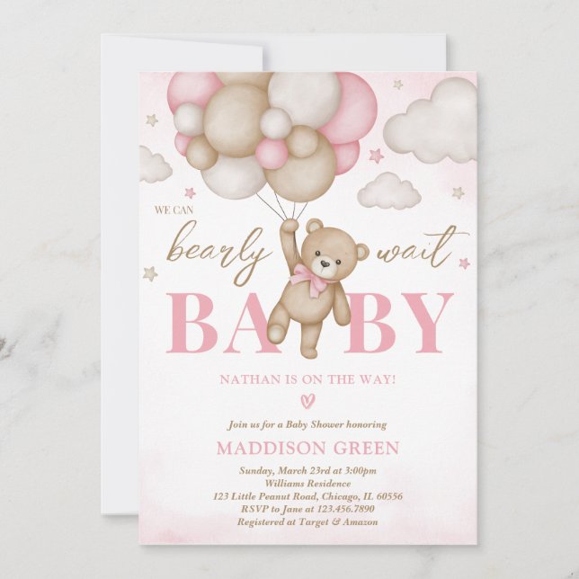 Invitation Nous pouvons attendre le Baby shower (Devant)