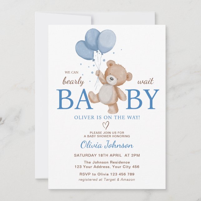 Invitation Nous pouvons attendre le Baby shower (Devant)