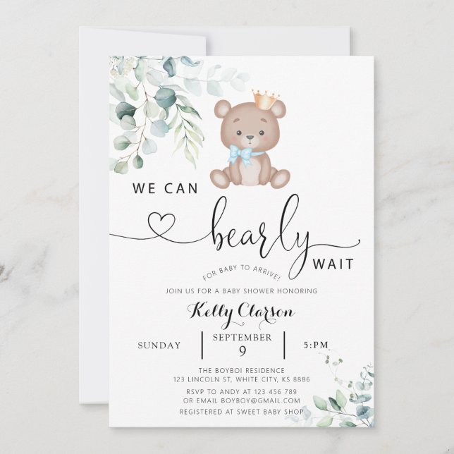 Invitation Nous pouvons attendre le Baby shower (Devant)