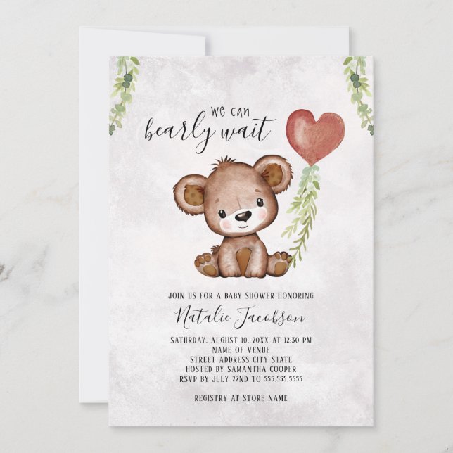 Invitation Nous pouvons attendre le Baby shower (Devant)