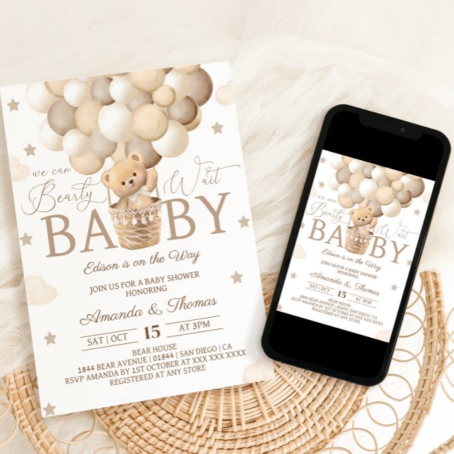 Invitation Nous pouvons attendre le Baby shower de l'ours (Créateur téléchargé)