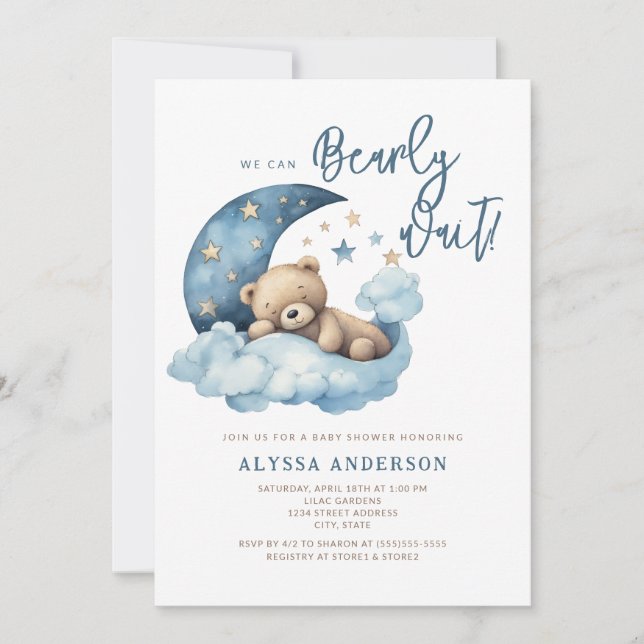 Invitation Nous pouvons attendre l'invitation Baby shower (Devant)