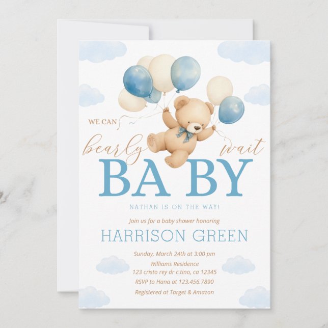 Invitation Nous pouvons attendre l'invitation Baby shower (Devant)