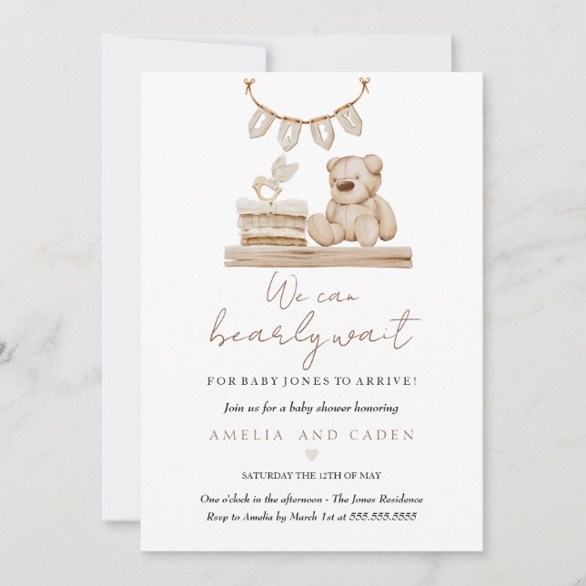 Invitation Nous pouvons attendre l'invitation Baby shower (Devant)