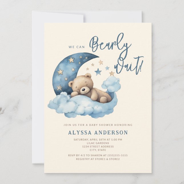 Invitation Nous pouvons attendre l'invitation Baby shower (Devant)