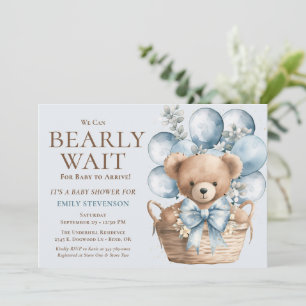 Invitation Nous Pouvons Attendre L'Ours Garçon Dans Le Baby s