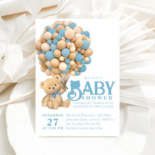Invitation Nous Pouvons Attendre Moderne Ours Bébé Garçon Dou