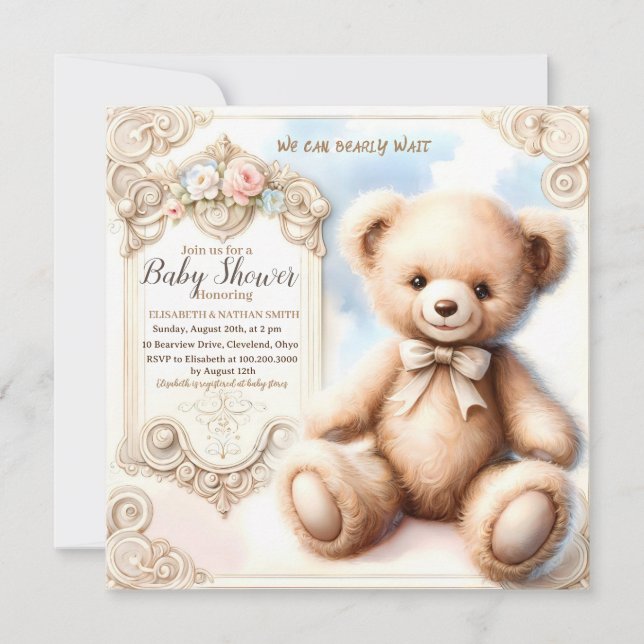 Invitation Nous pouvons attendre prématurément mignon Baby sh (Devant)