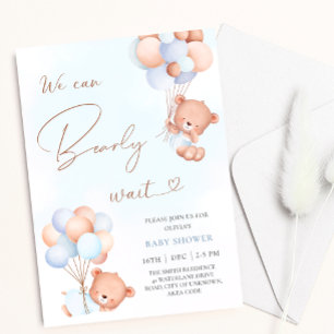 Invitation Nous pouvons attendre prématurément Ours Bleu Baby