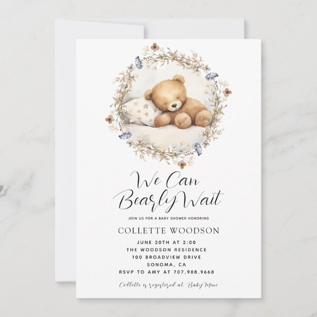 Invitation Nous Pouvons Attendre Rapidement Coucher Baby show (Devant)