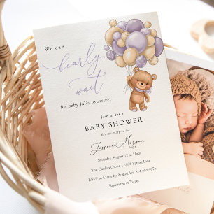Invitation Nous Pouvons Attendre Rapidement Purple Teddy Bear
