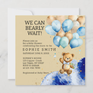 Invitation Nous Pouvons Attendre Royal Blue Et Gold Abstrait