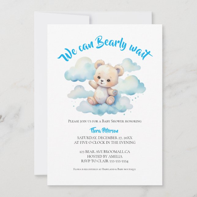 Invitation Nous pouvons attendre tôt boisé bébé ours douche (Devant)