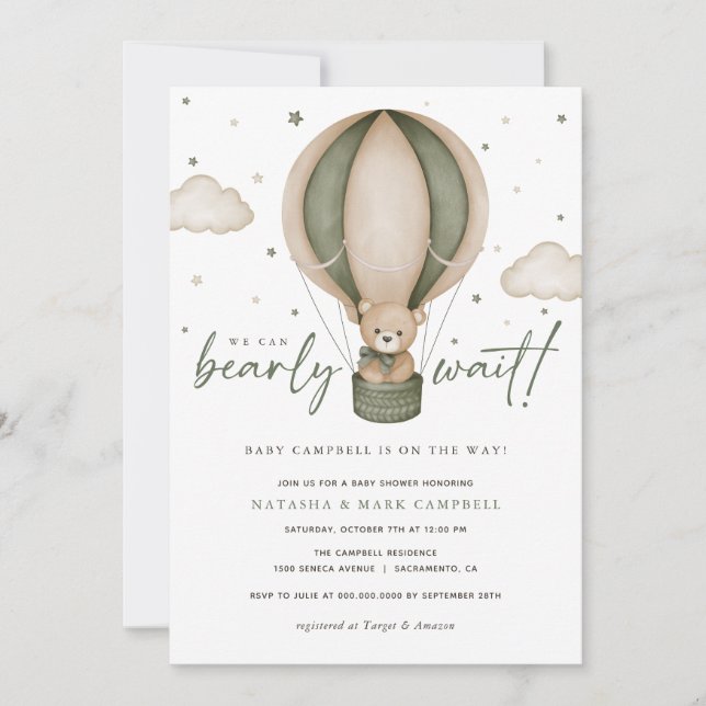 Invitation Nous pouvons attendre un Baby shower neutre pour l (Devant)
