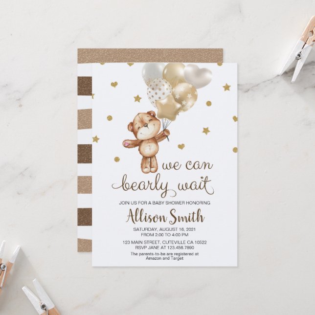 Invitation Nous pouvons Baby shower d'attente précoce (Devant/Arrière en situation)