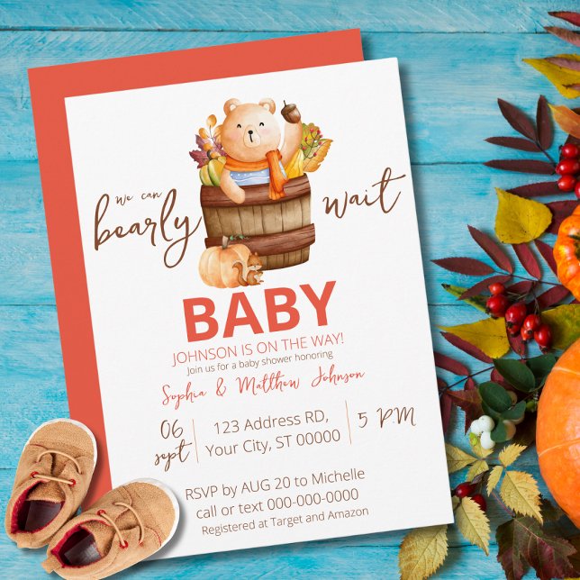Invitation Nous pouvons Bearly Wait Baby shower, Automne mini (Créateur téléchargé)