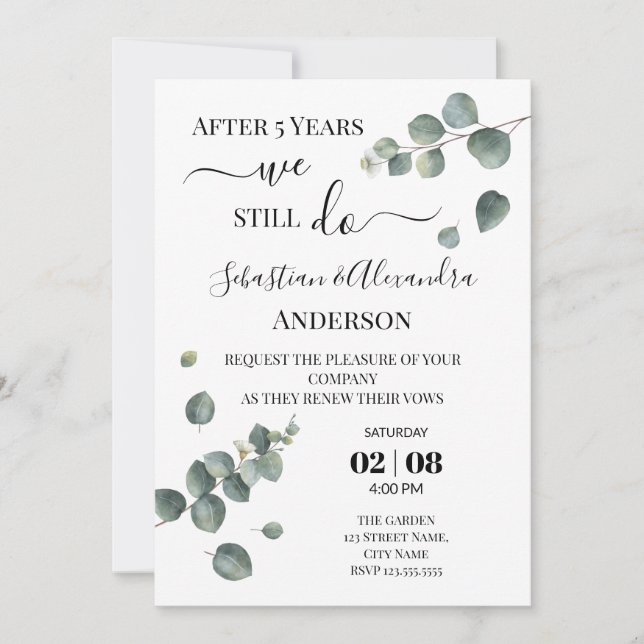 Invitation Nous renouvelons encore les vœux de mariage Annive (Devant)