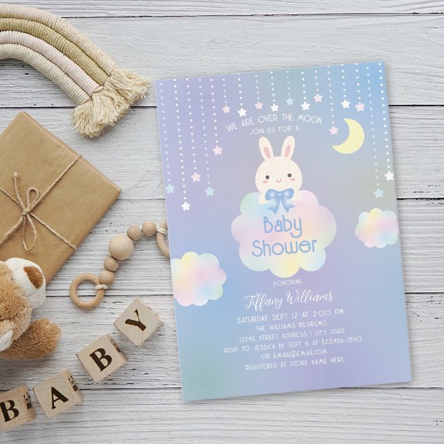 Invitation Nous sommes au-dessus de la lune petit lapin petit (Créateur téléchargé)