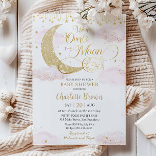 Invitation Nous sommes au-dessus des étoiles de la lune Rose 