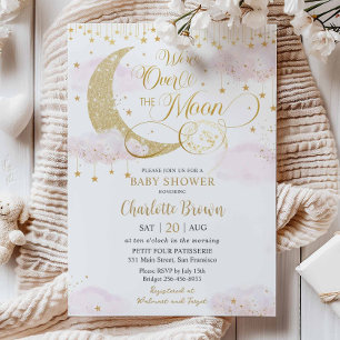Invitation Nous sommes au-dessus des étoiles de la lune Rose