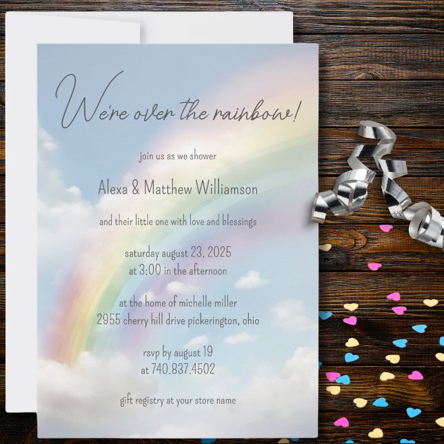 Invitation Nous sommes au-dessus du Baby shower Arc-en-ciel (Créateur téléchargé)
