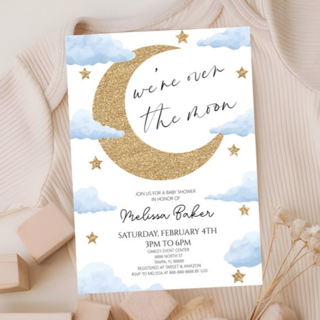 Invitation Nous sommes au-dessus du Baby shower céleste Moon  (Créateur téléchargé)