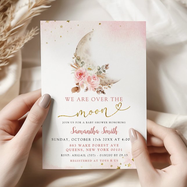 Invitation Nous Sommes Au-Dessus Du Baby shower De Fille Boho (Créateur téléchargé)