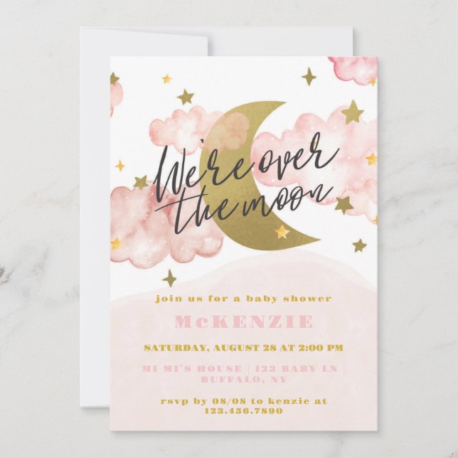 Invitation Nous sommes au-dessus du Baby shower de la fille d (Devant)