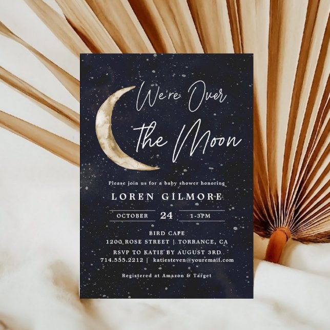 Invitation Nous Sommes Au-Dessus Du Baby shower Lune | Galaxi (Créateur téléchargé)