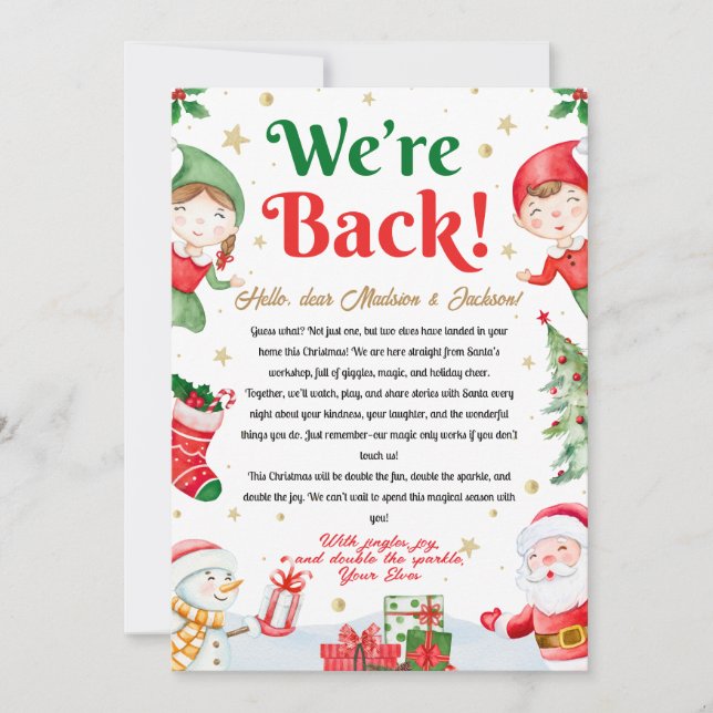 Invitation Nous sommes de retour Lettre d'arrivée des Elfes E (Devant)