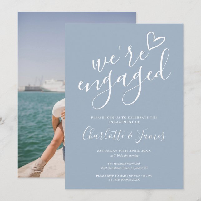 Invitation Nous sommes Engaged Engagement Party Photo Dusty B (Devant / Derrière)