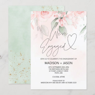 Invitation Nous sommes Engaged Engagement Party Pink Floral G
