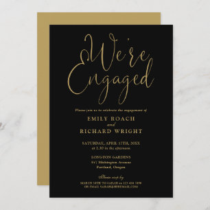 Invitation Nous sommes engagés Black And Gold Engagement Part