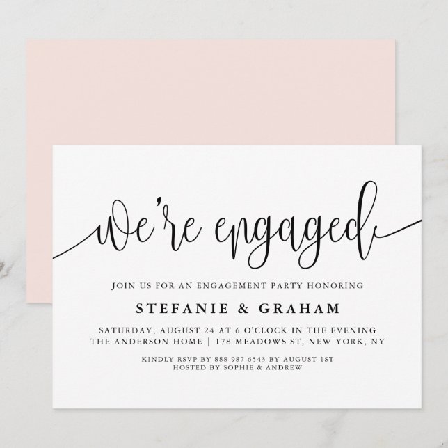 Invitation Nous sommes engagés Black Calligraphy Engagement P (Devant / Derrière)