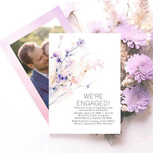 Invitation Nous sommes engagés dans la partie d'engagement ph (Soft Purple Engagement Party Photo Invitations)