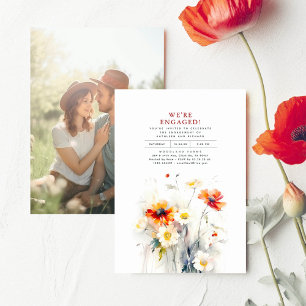 Invitation Nous sommes engagés Fleur sauvage Engagement Party