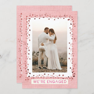 Invitation Nous sommes engagés Pink Hearts Photo Engagement P