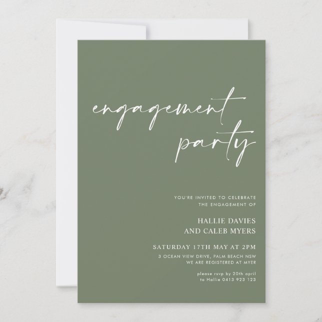 Invitation Nous sommes engagés Sage Green Engagement Party In (Devant)