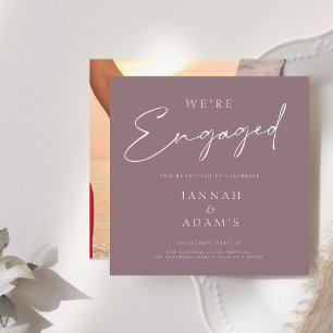 Invitation Nous sommes engagés Simple Photo Plum Purple Fianç