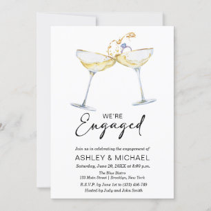 Invitation Nous sommes fiancés Élégant Champagne Fête de fian