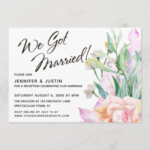 Invitation Nous sommes mariés Bouquet artistique aquarelle fl