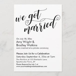 Invitation Nous sommes mariés Calligraphie Fête après mariage