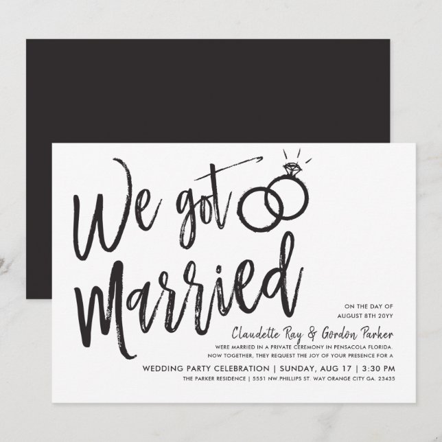Invitation Nous sommes mariés | Fête de mariage (Devant / Derrière)