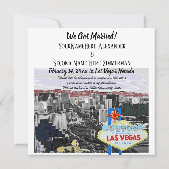 Invitation Nous sommes mariés Las Vegas Mariage Photo (Devant)
