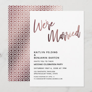Invitation Nous sommes mariés Rose Gold Wedding Réception