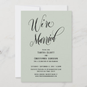 Invitation Nous sommes mariés Script Élaboré, Vert Sauge Clai