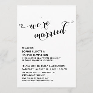 Invitation Nous sommes mariés Typography Réception seulement 